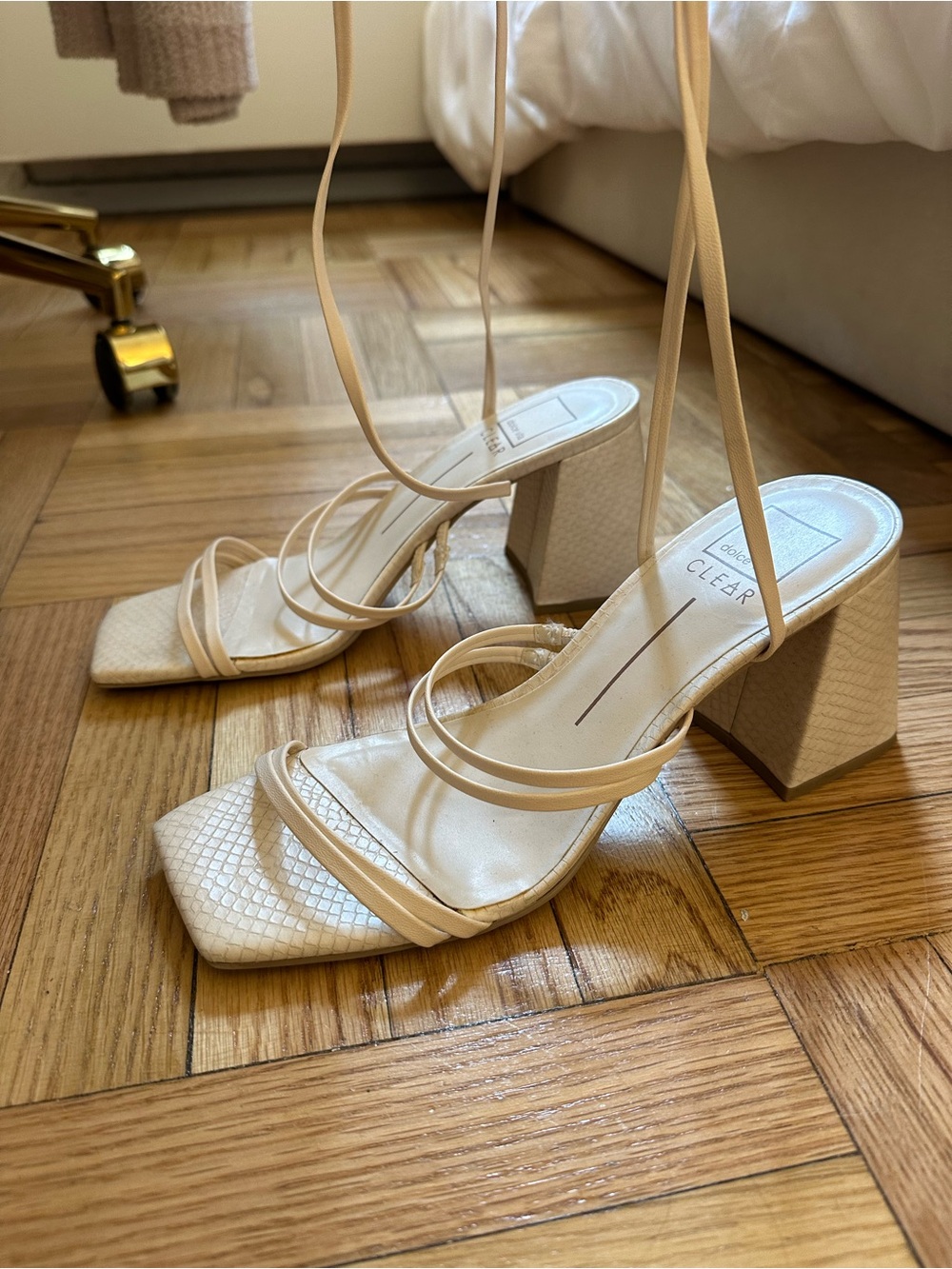 Dolce Vita Cream Strappy Block Heel Sandals